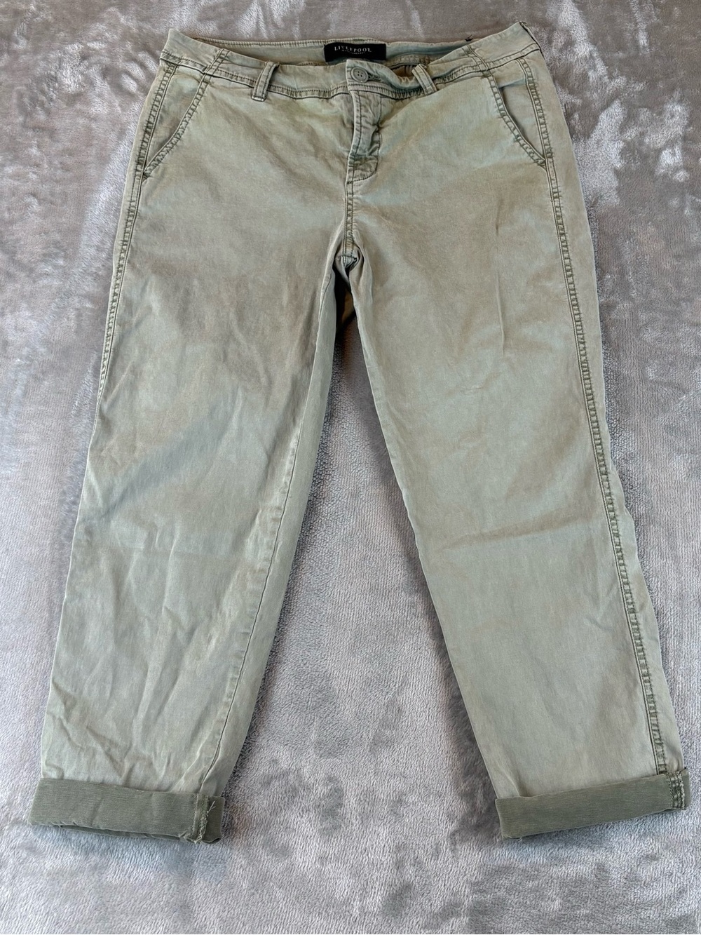 Liverpool Cropped Chino Pants Capris Shadow Green Wmn’s 10P